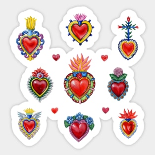 Mexican Sacred Hearts Sticker